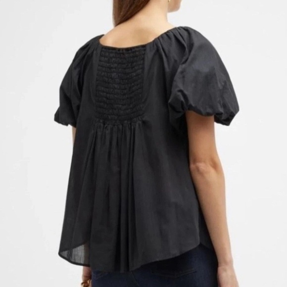 NWT Harshman LA Anthropologie Keiko Short Sleeves Blouse Top BLACK Size M $225 - Picture 2 of 3